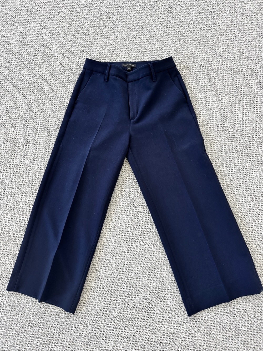 Banana Republic Navy Tailored Front Pleat Trousers